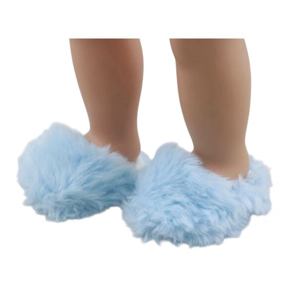 NEW American Girl Fuzzy Blue DOLL SLIPPERS Snuggle Snow Pajama Shoes Accessory - Picture 2 of 6